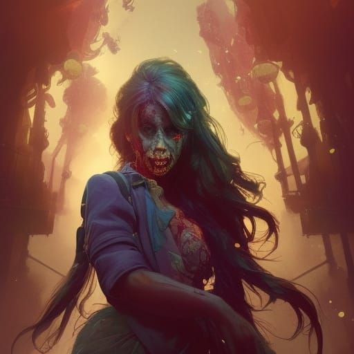 Zombies Invade Disneyland: Digital Art Portrait