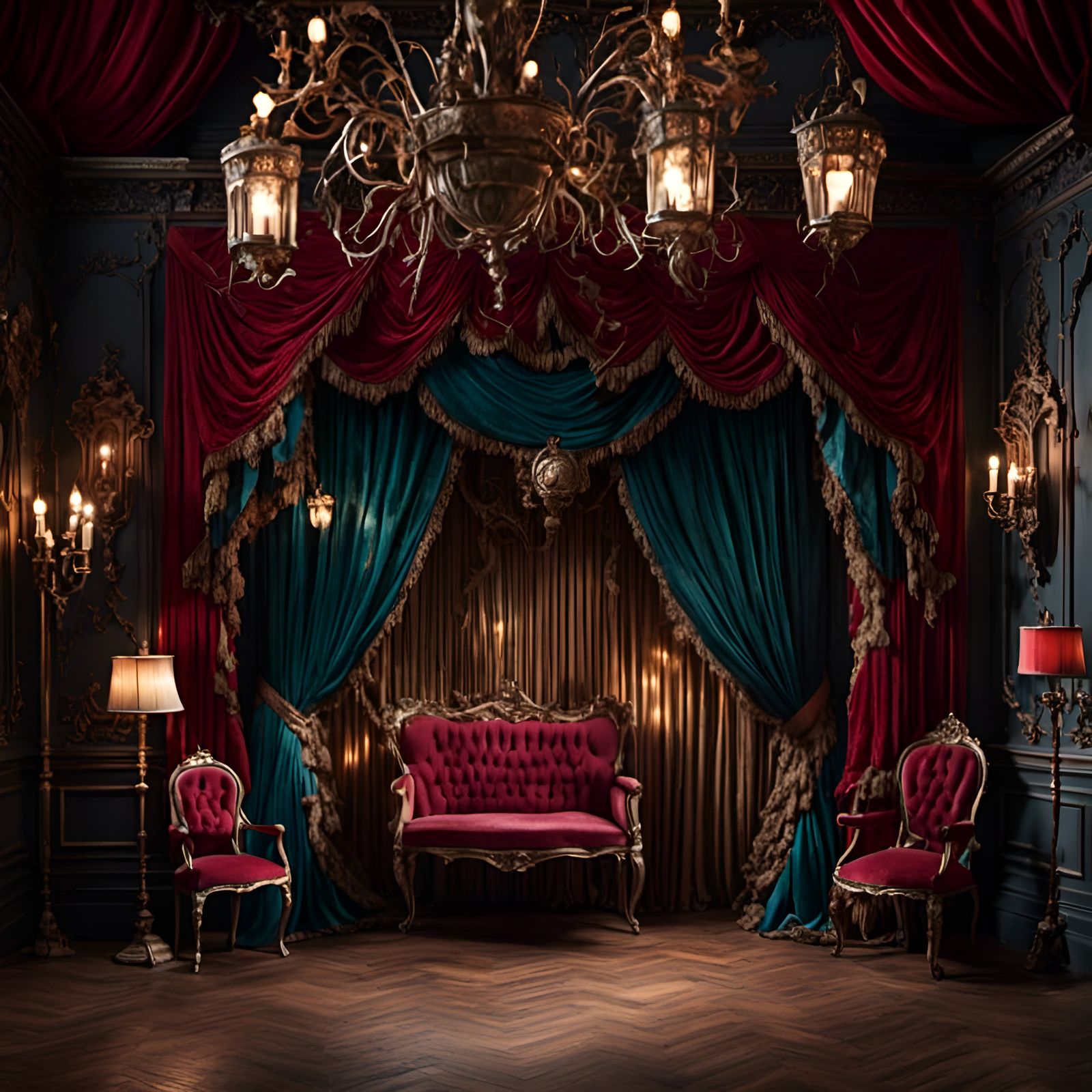 Maximalist Marionette Theater on Dark Stage