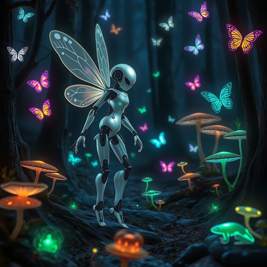 Fairy Robot in a Mystical Forest