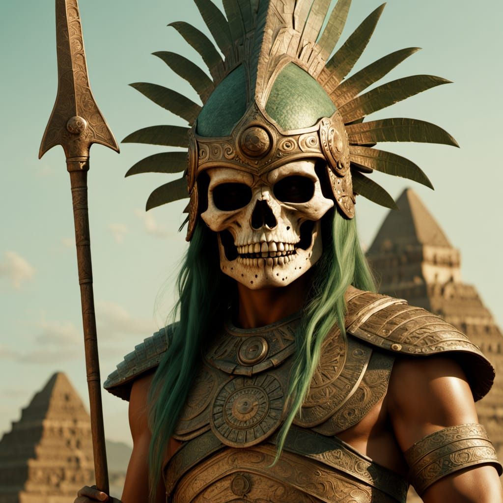 Aztec Lizardfolk Warrior in Golden Hour, Cinematic Film Stil...