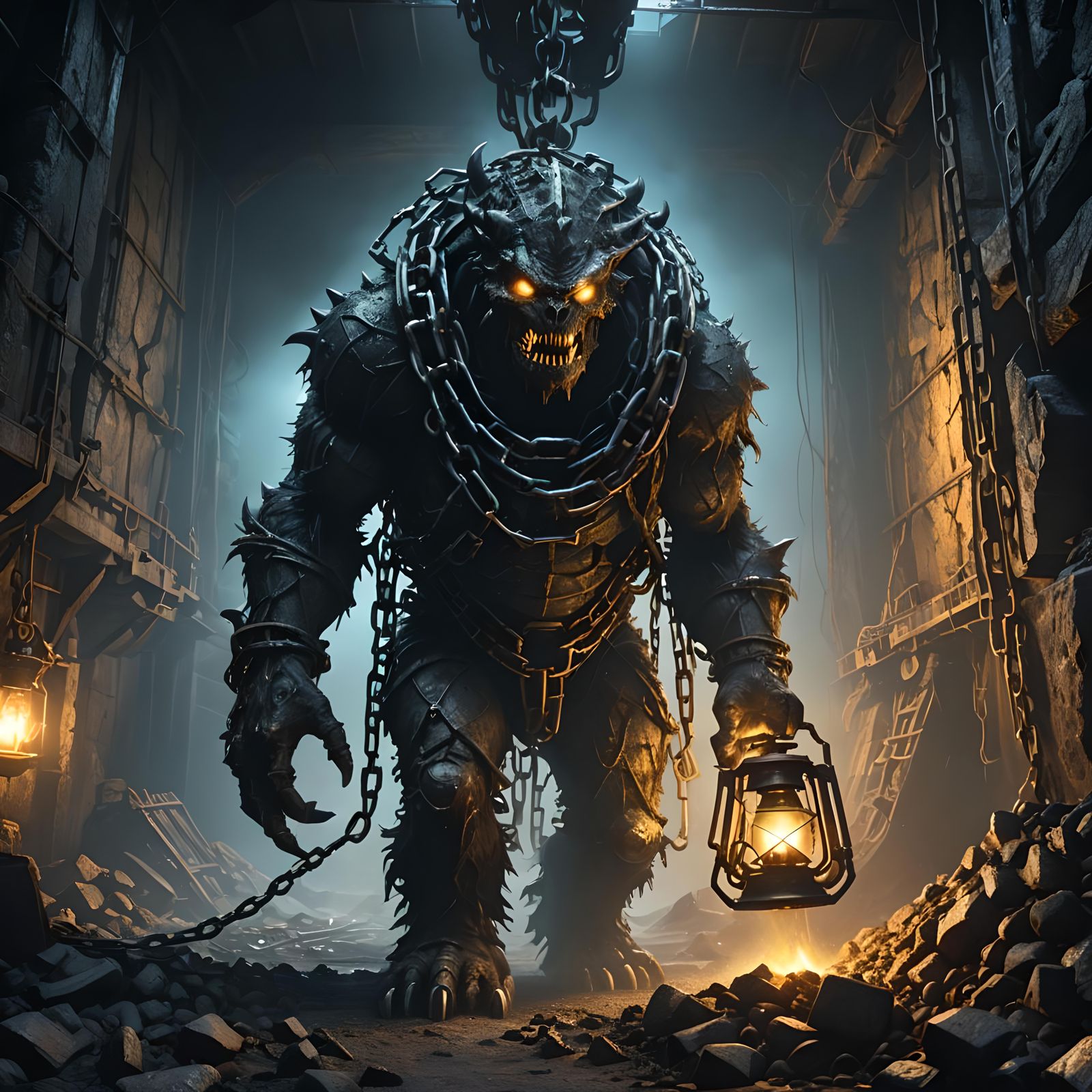 Teratological Monster Working in Coal Mine