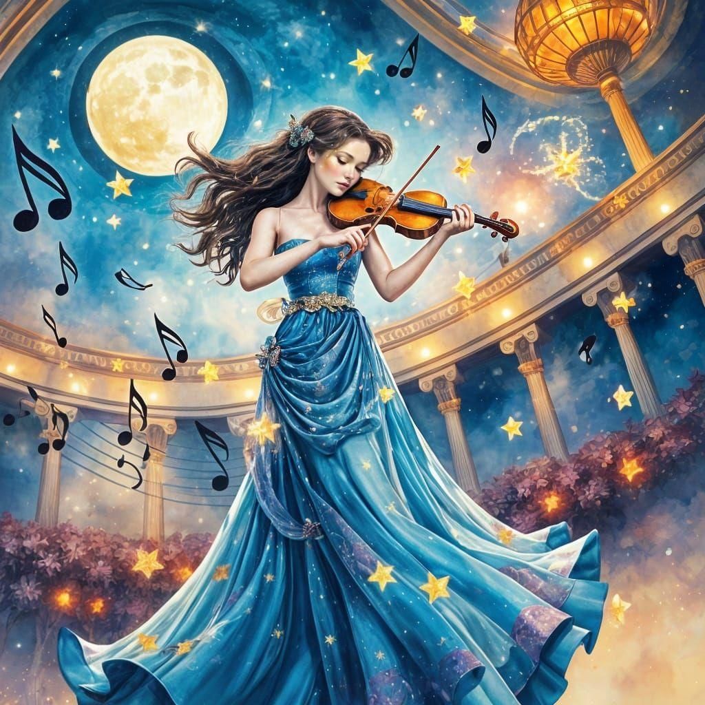 Colorful Musical Notes in Abstract Swirl