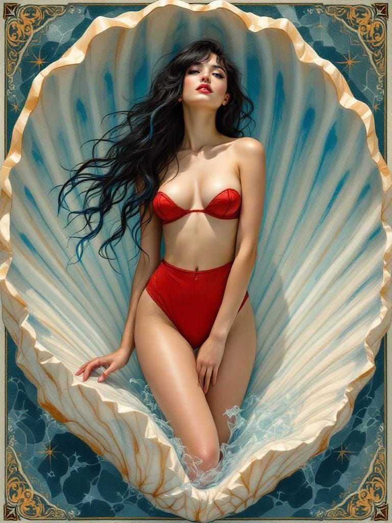 Marinette as Venus, Art Nouveau Fashion Illustration