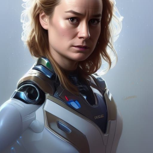 Brie Larson as Robot: Hyperdetailed Digital Portrait