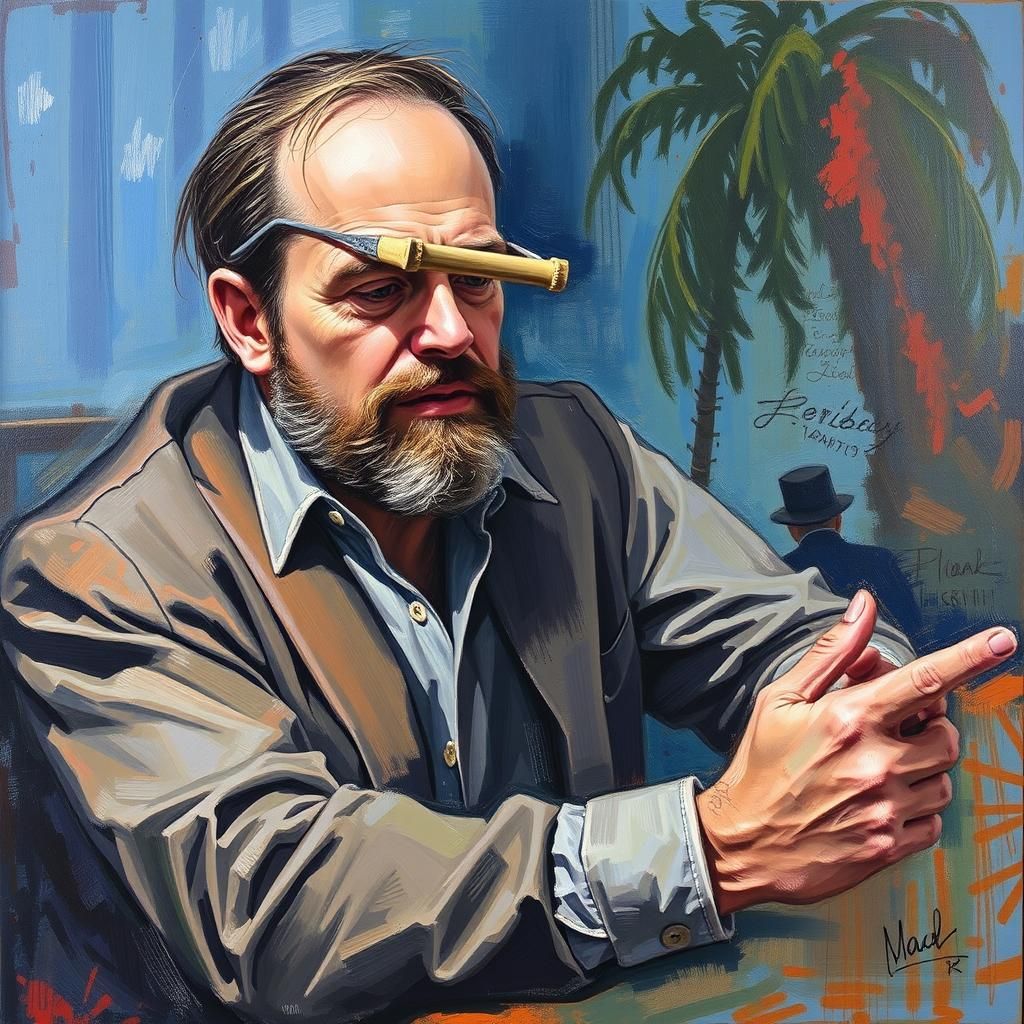 Humorous Florida Man's Faked Robbery, Oil Painting