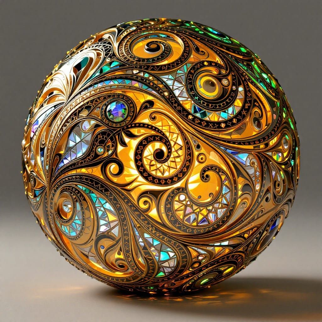 Luminous Orb with Maori Tattoo Inspired Swirls