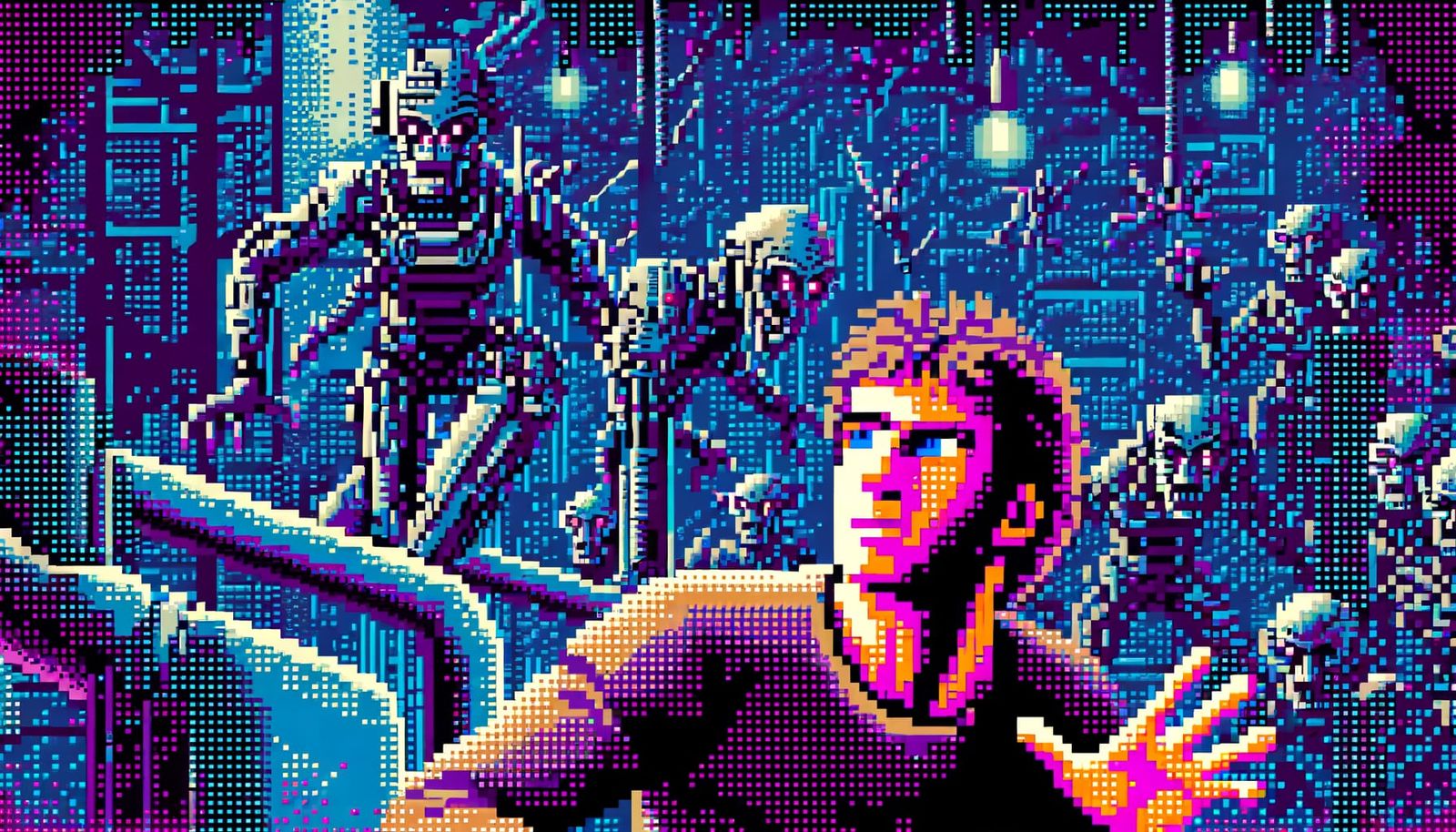 Cyber Adventurer Trapped in a Dystopian 8-bit Hell