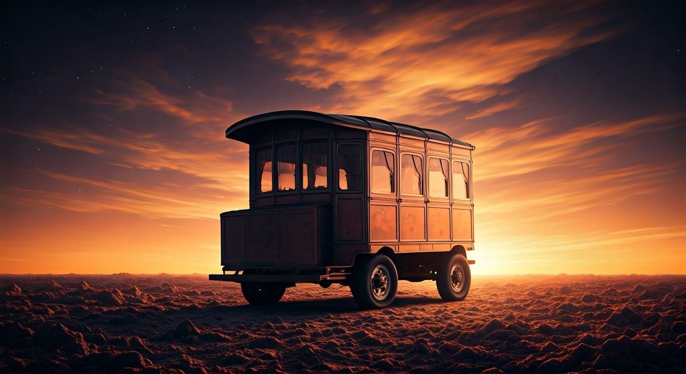 Ethereal Coach Under Starry Sky