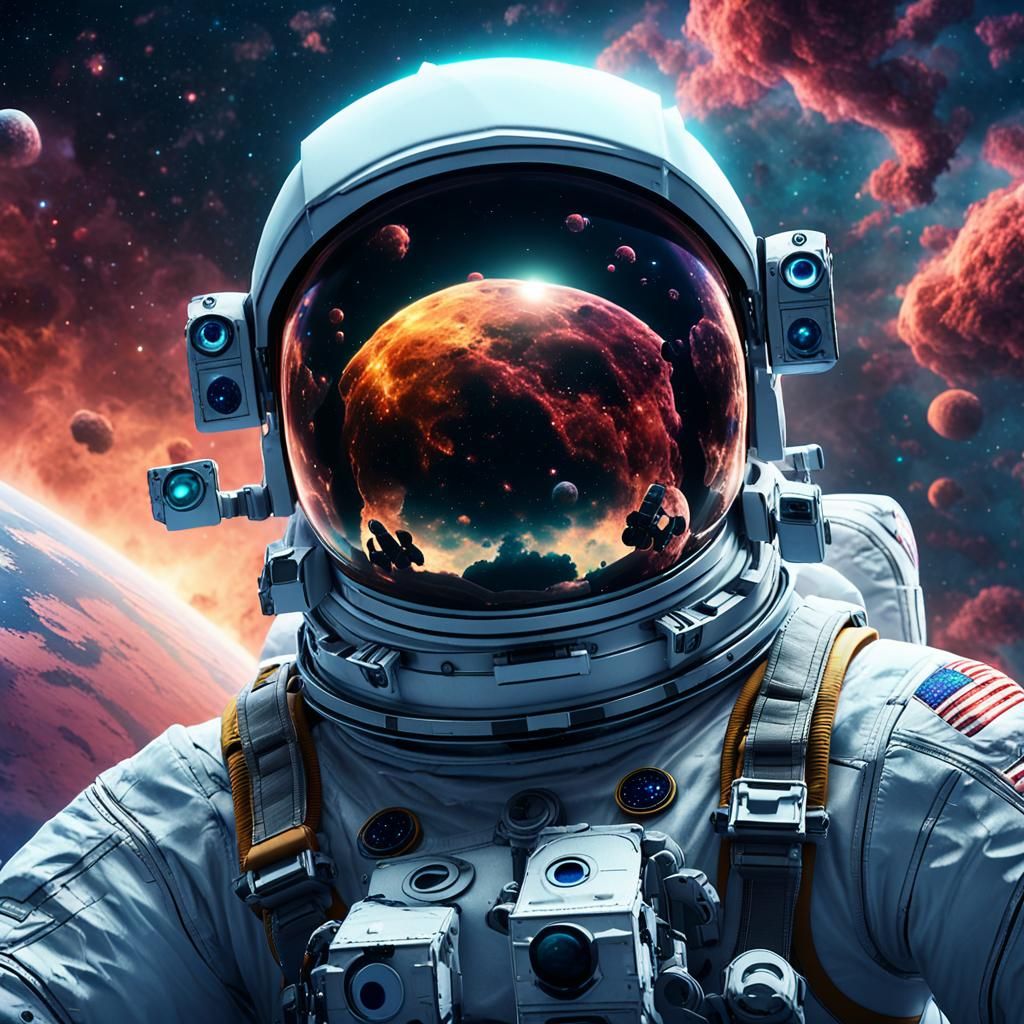 Astronaut Floating in Space: Digital Matte Painting