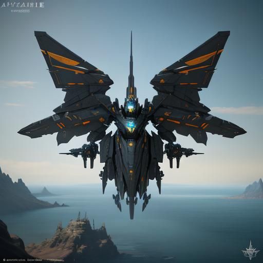 Robotic Skyborne Knight in Detailed Matte Painting