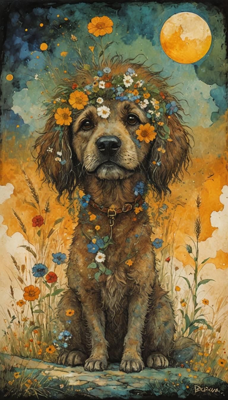 Vibrant Countryside Journey in Alcohol Ink Style