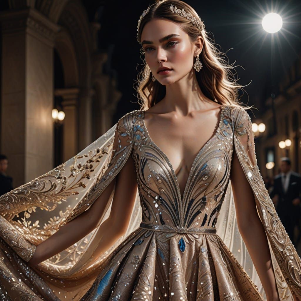 Glamorous Sequined Gown Shines in Spotlight