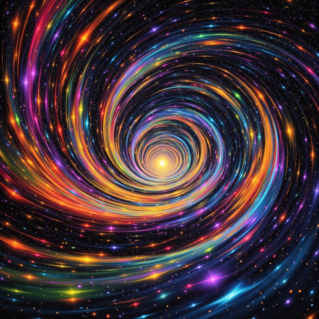 Vibrant Plasma Vortex Tunnels in Psychedelic Style