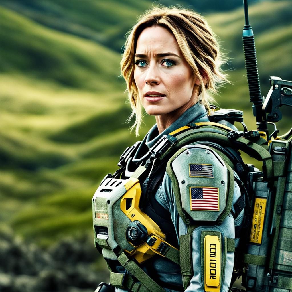 Hyperrealistic Emily Blunt in Edge of Tomorrow