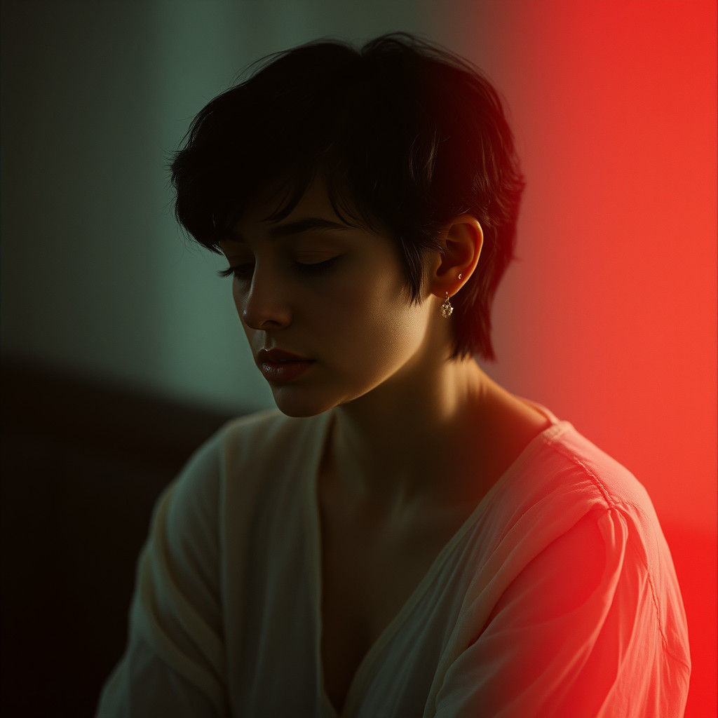 Contemplative Woman in Cinematic Photorealistic Portrait