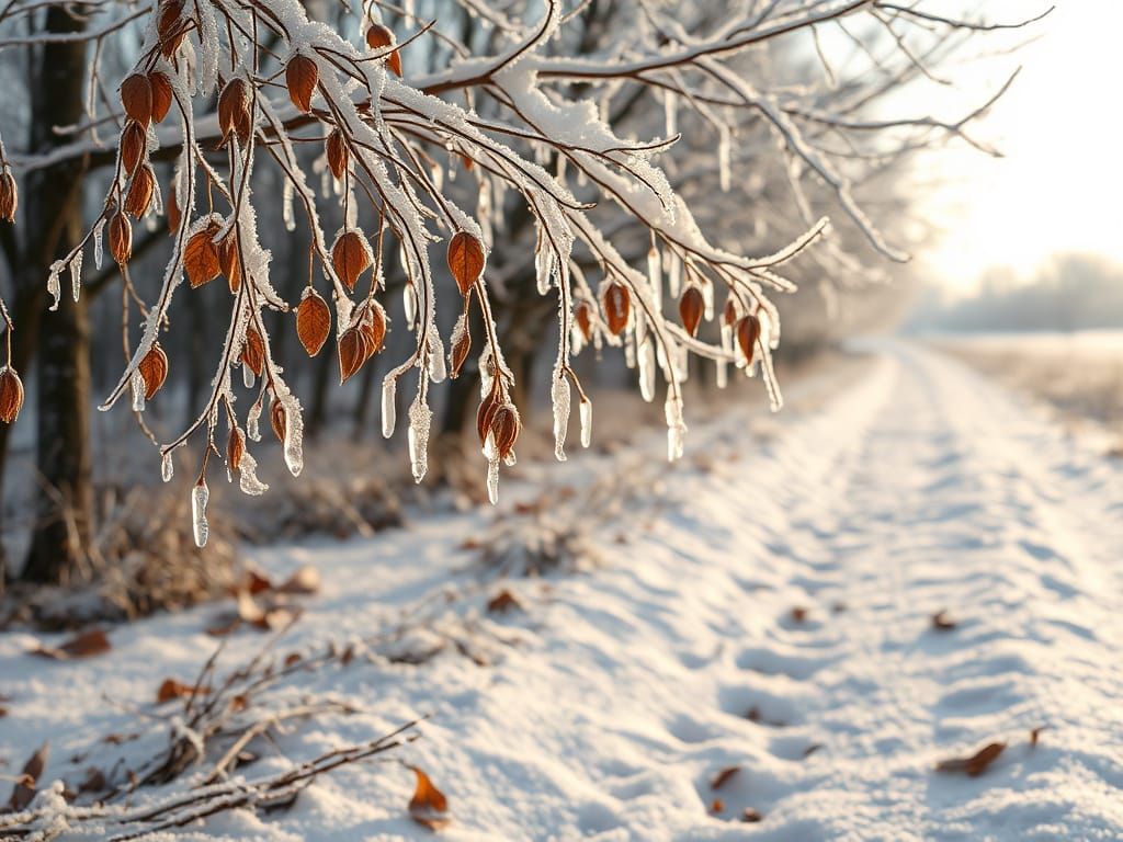 Winter Frost Landscape with Frozen Tears