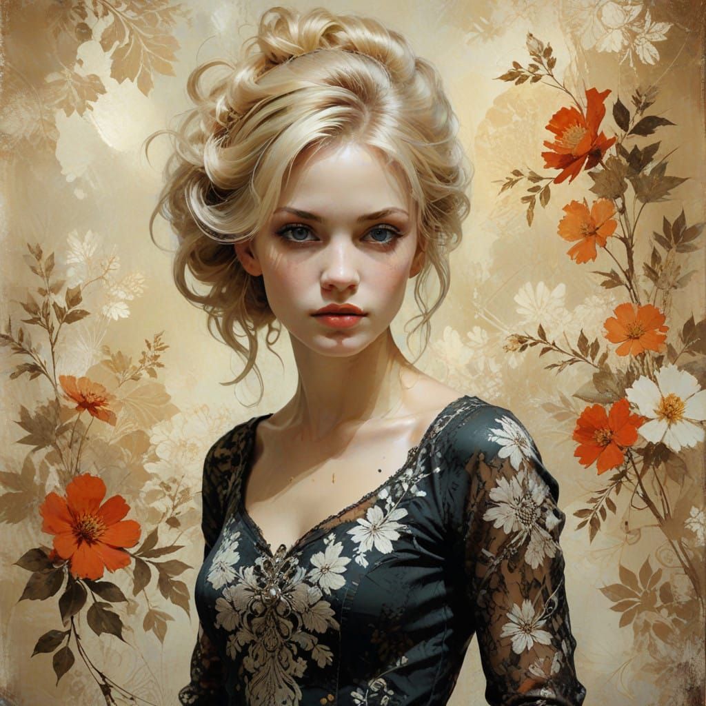 Moody Blonde Portrait in Vintage Baroque Style