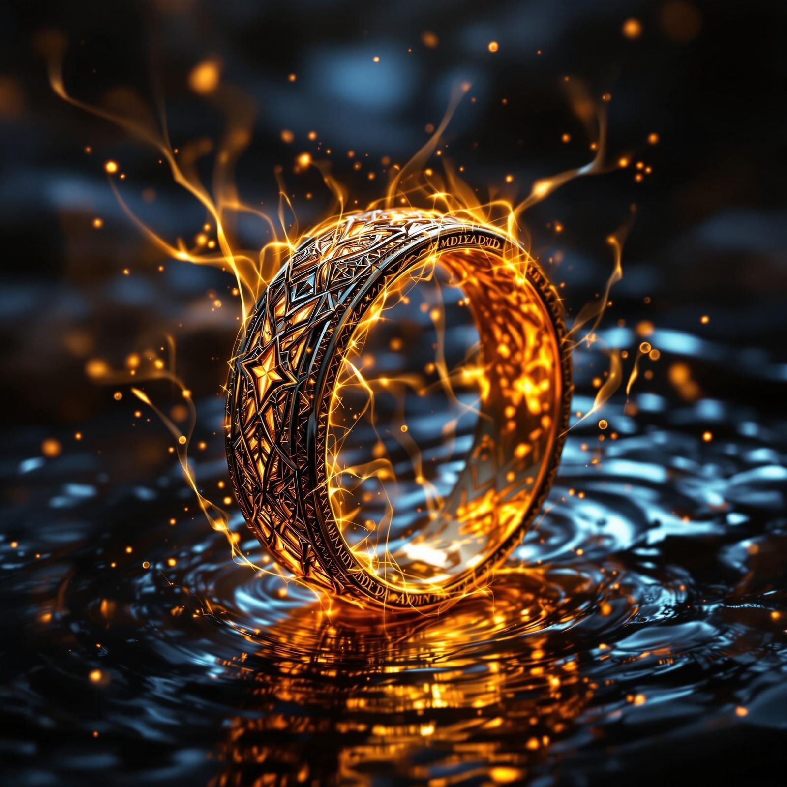 Ethereal Elven Ring Illuminated by Fiery Magic