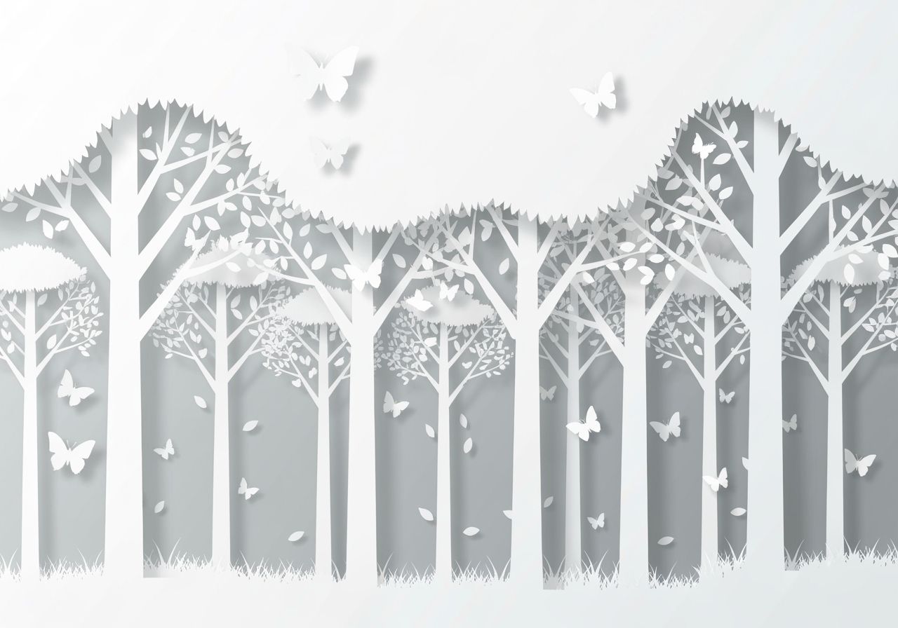 Serene White Forest with Delicate Paper Trees