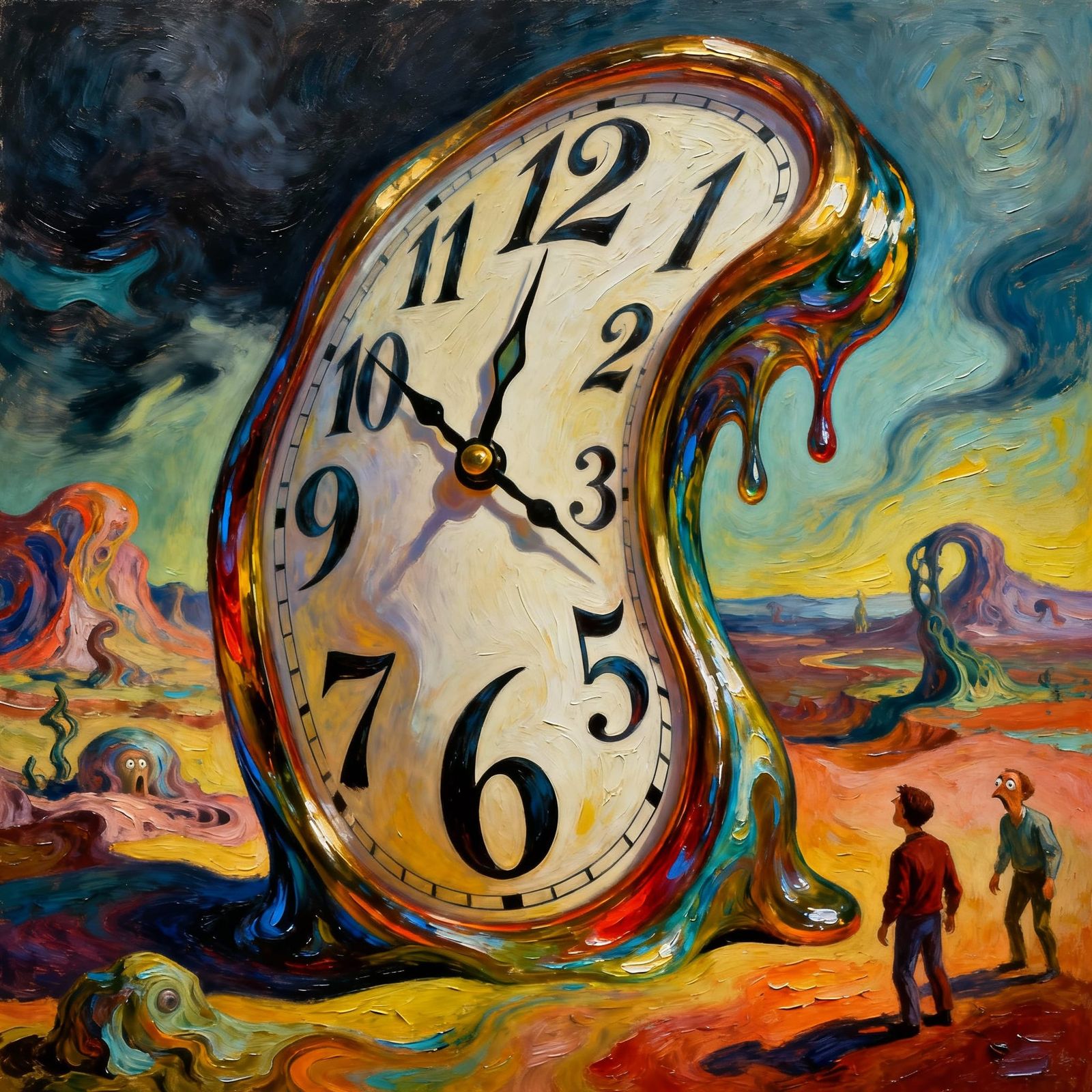 Melting Clock Surreal Landscape with Dali Influence