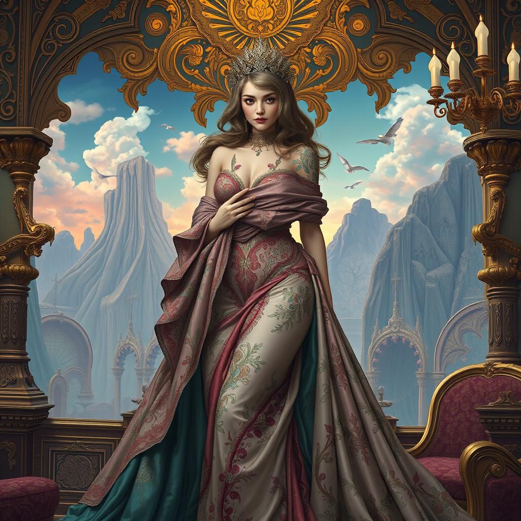 Elegant Fantasy Figure in Art Nouveau Style