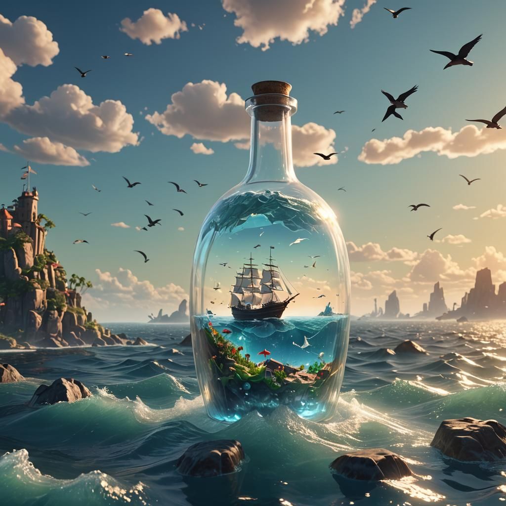 Ship in a Bottle: 3D Game Cinematic Scene