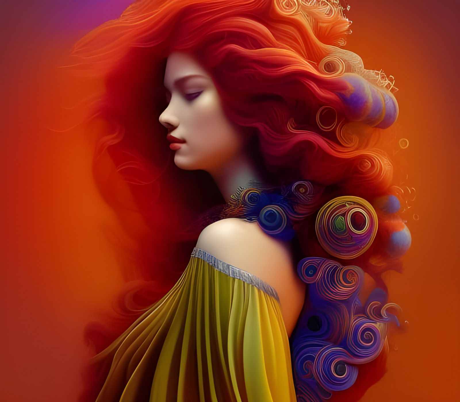 Hispanic Girl with Red Hair in Detailed 3D Illustration