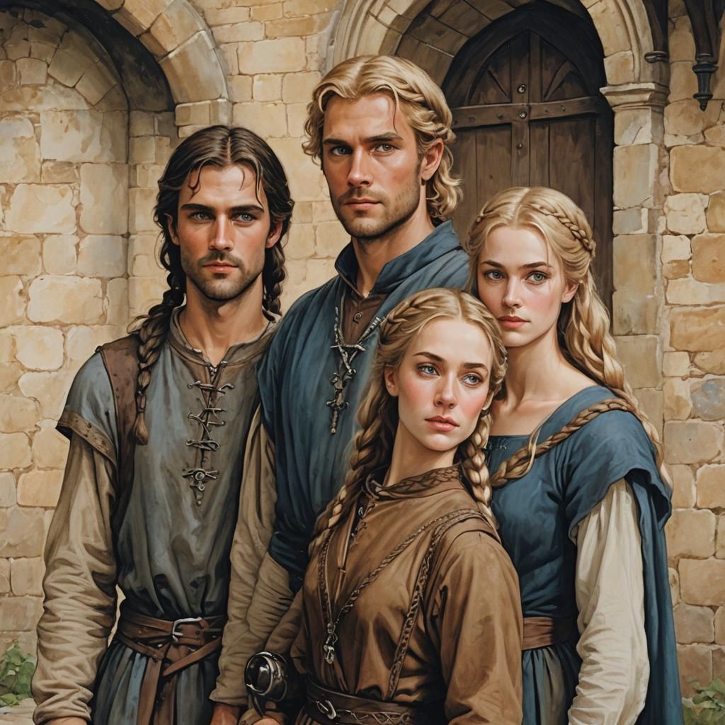 Medieval Portrait of Three Friends