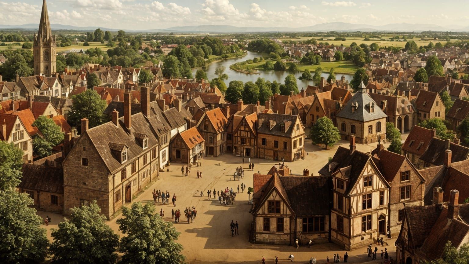 Bird's Eye View of Stratford-upon-Avon in 1599