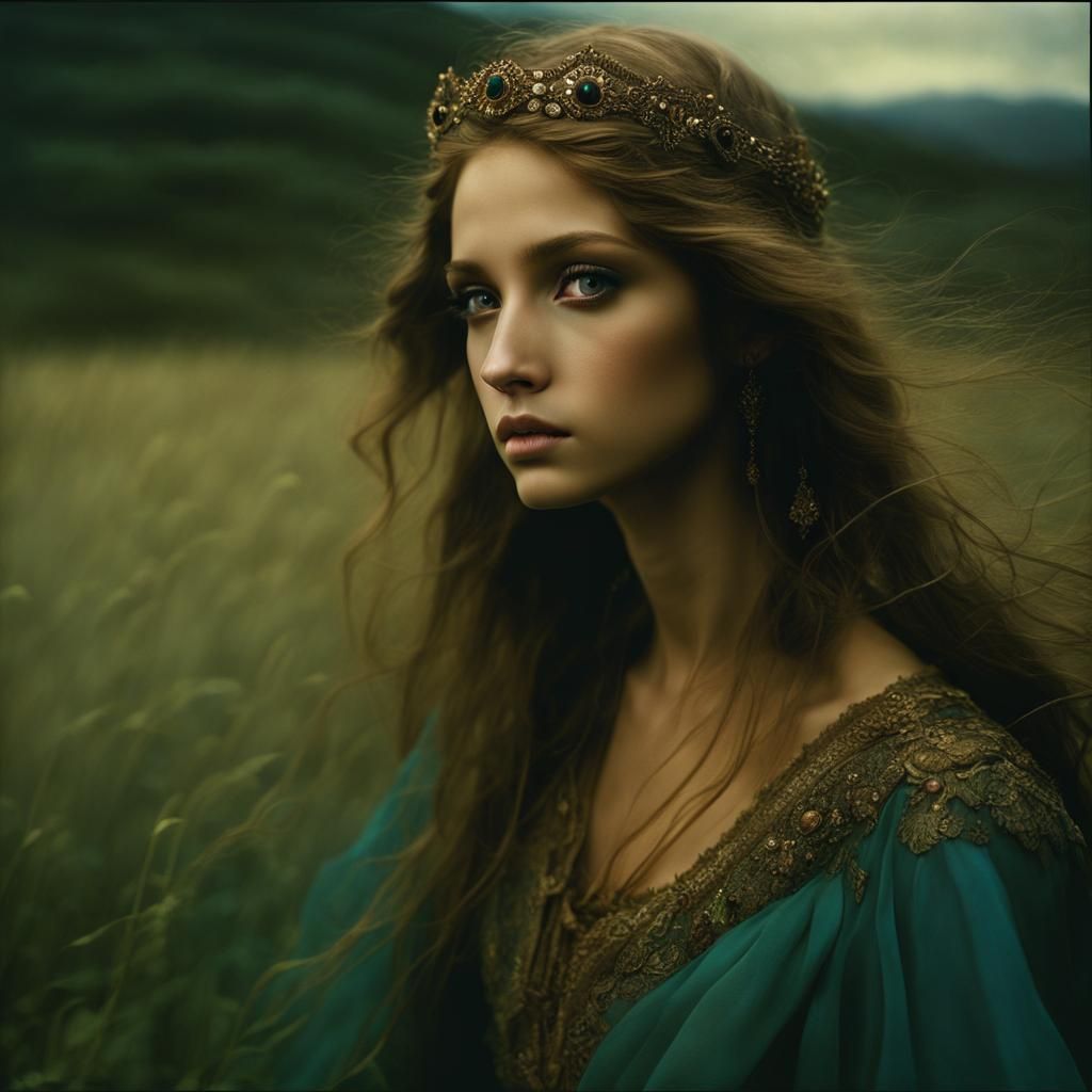 Surreal Princess Portrait in Vibrant Colors