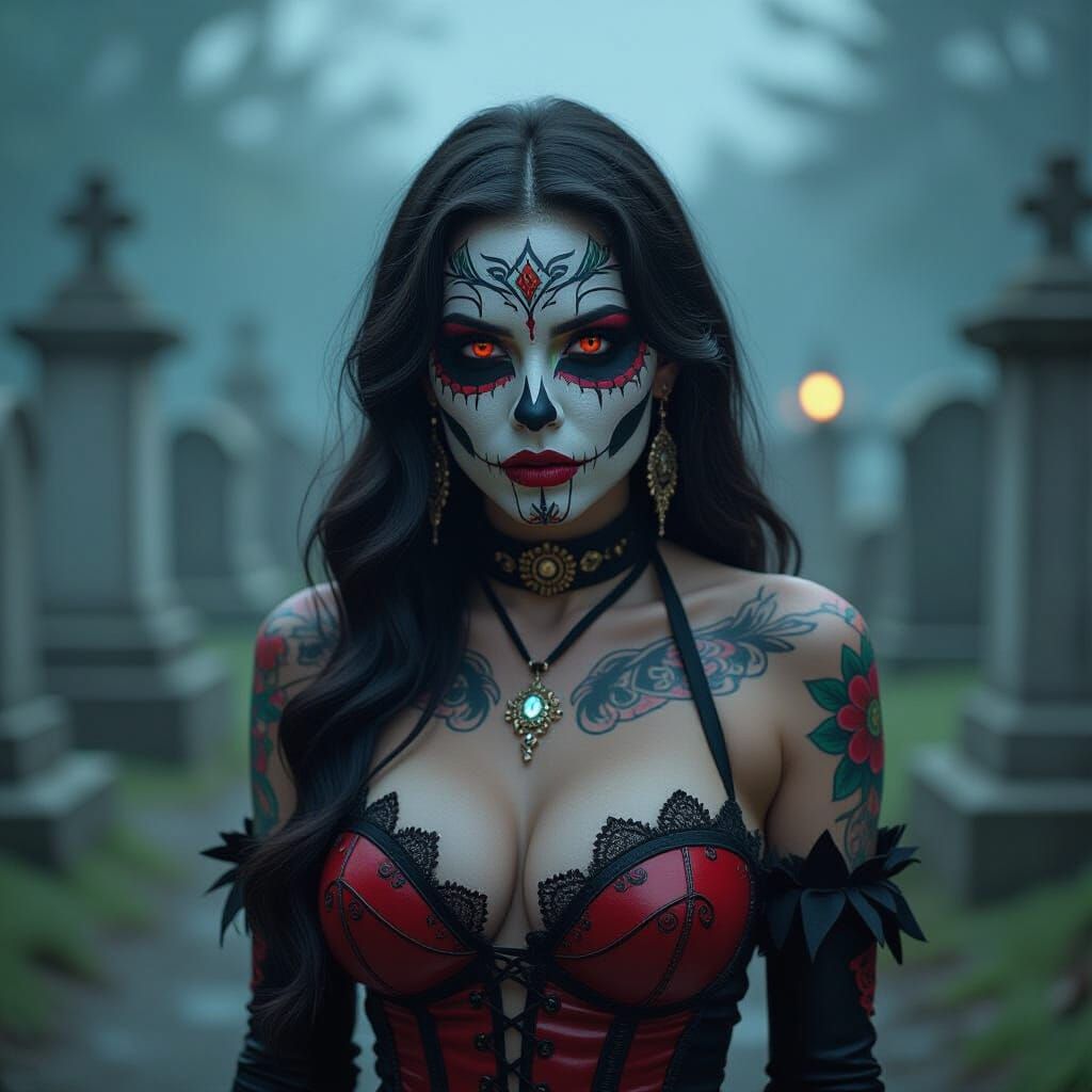 Voluptuous Witchblade with Día de los Muertos Face Paint