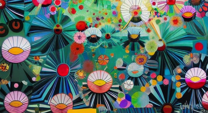 Kaleidoscopic Garden in Takashi Murakami Style