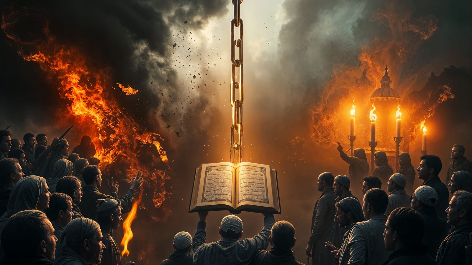 Symbolic Scene of Division and Unity with Quran