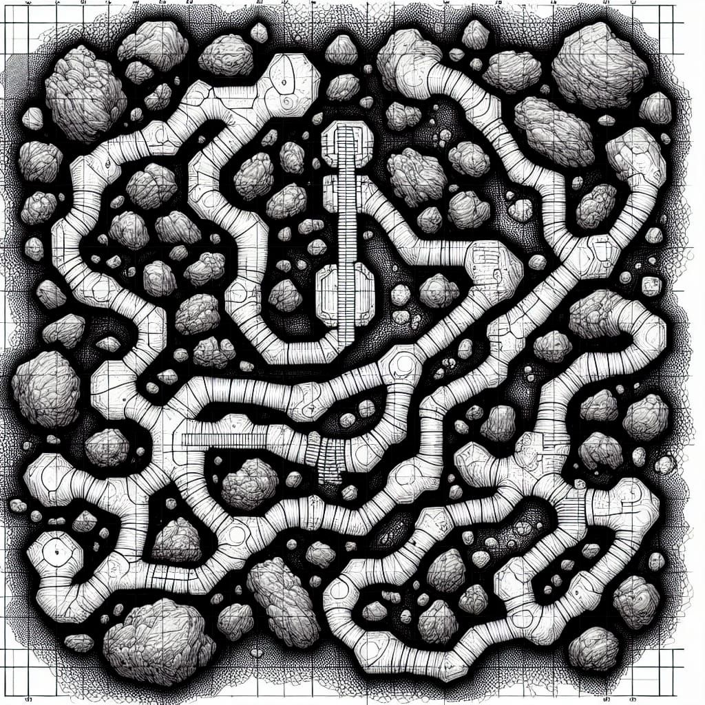 Detailed Dungeons and Dragons Underground Dungeon Map