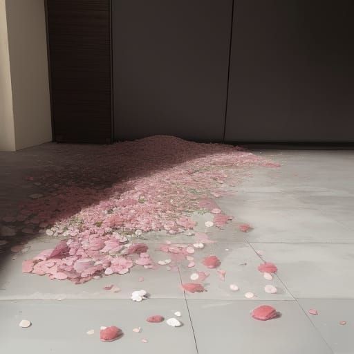Scattered smashed flowers