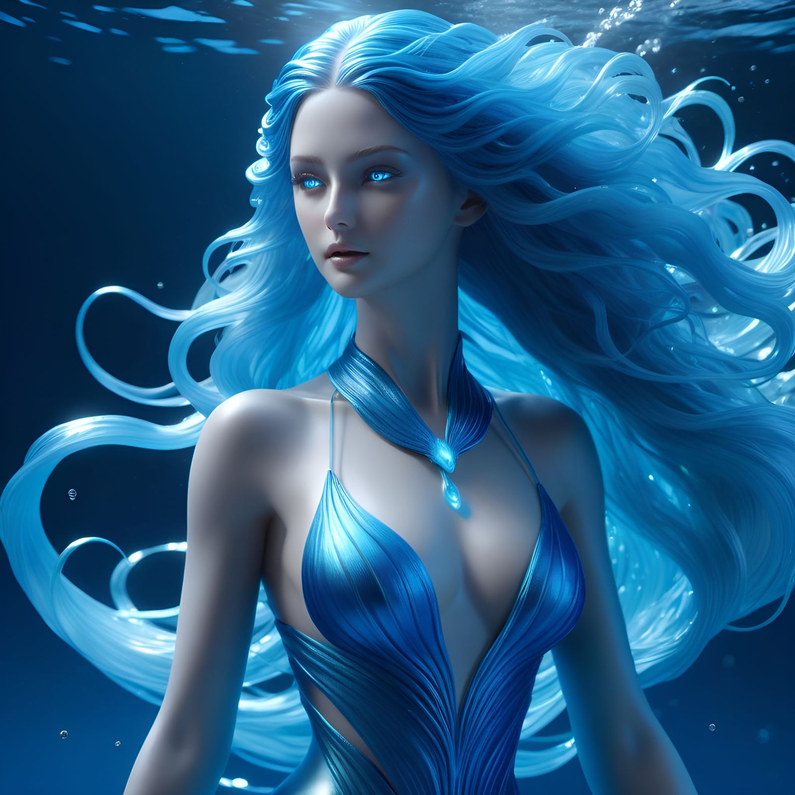 Magnificent Water Spirit Undine in Surreal Style