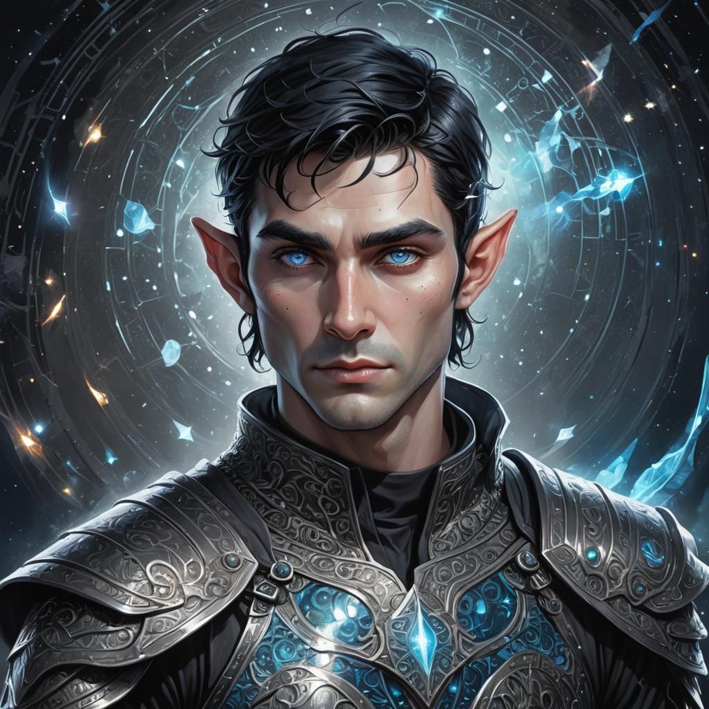 Elf Warrior Thief in Holographic Astral Style