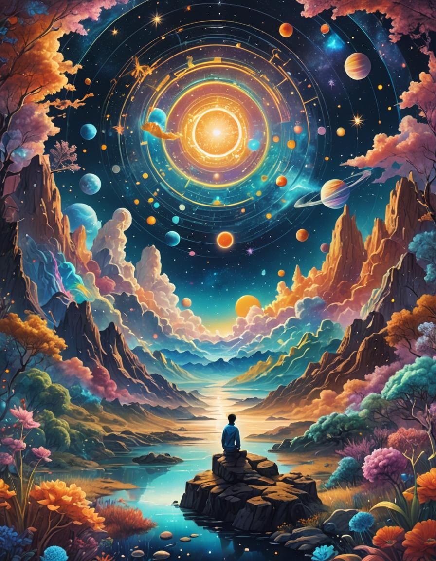 Peaceful Astral Landscape in Mixed Media