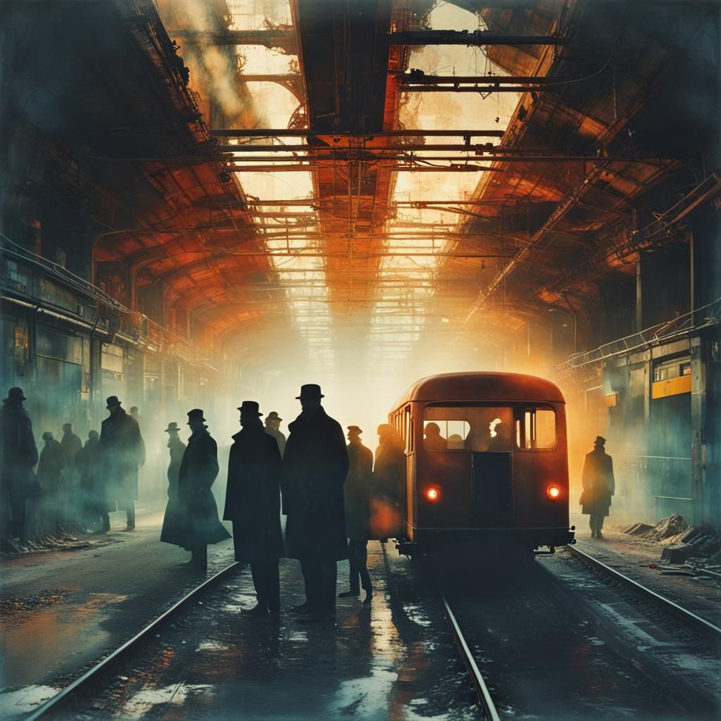 Ghostly Passengers in Abandoned Subway: Double Exposure