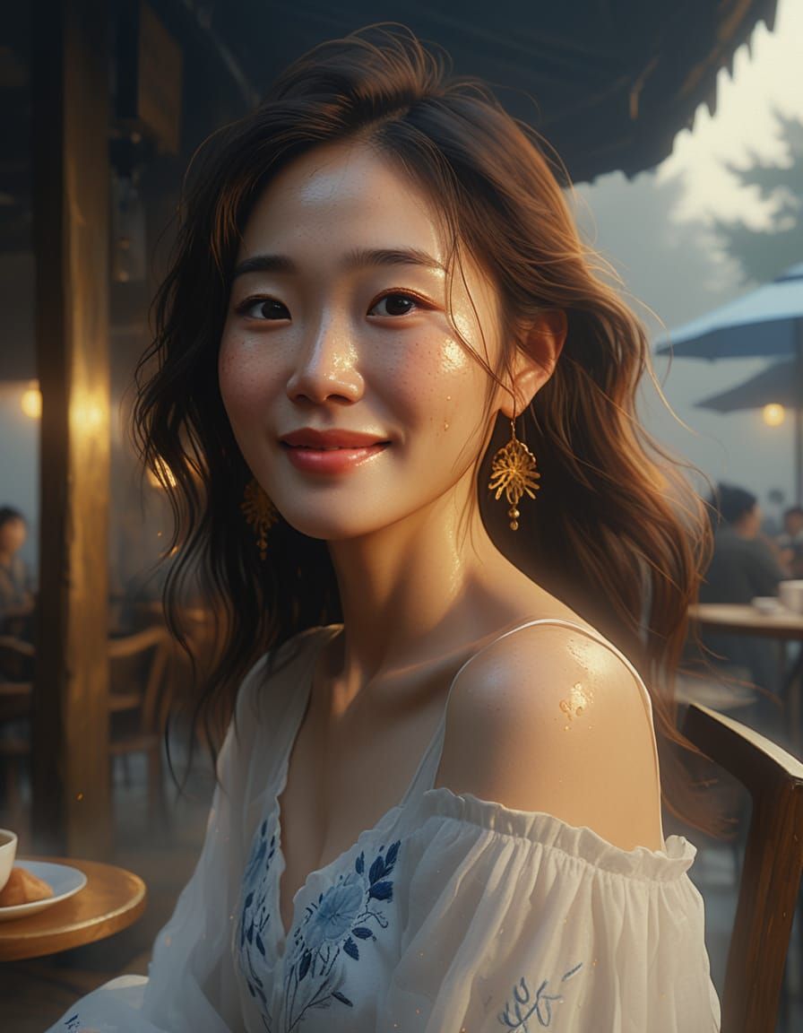Korean Woman Portrait in Romantic Realism Style