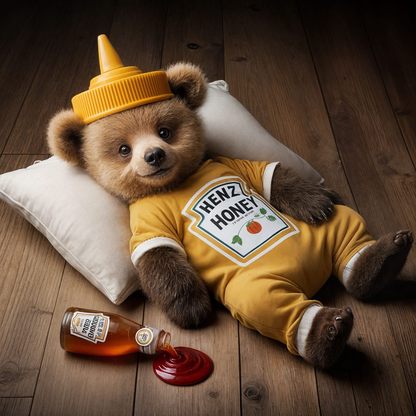 Playful Grizzly Bear Cub in Heinz Honey Style