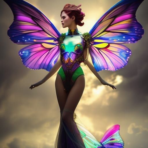 Badass fairy with the stained glass wings