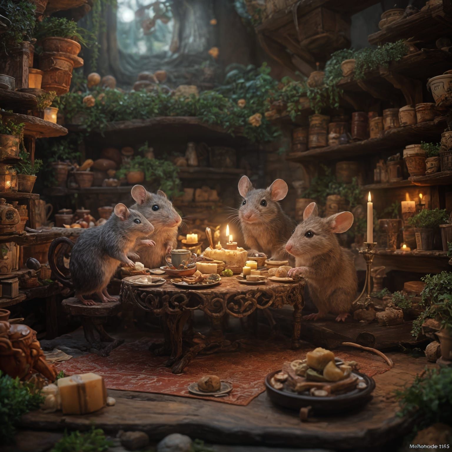 Cozy Mouse Family in Whimsical Miniature World