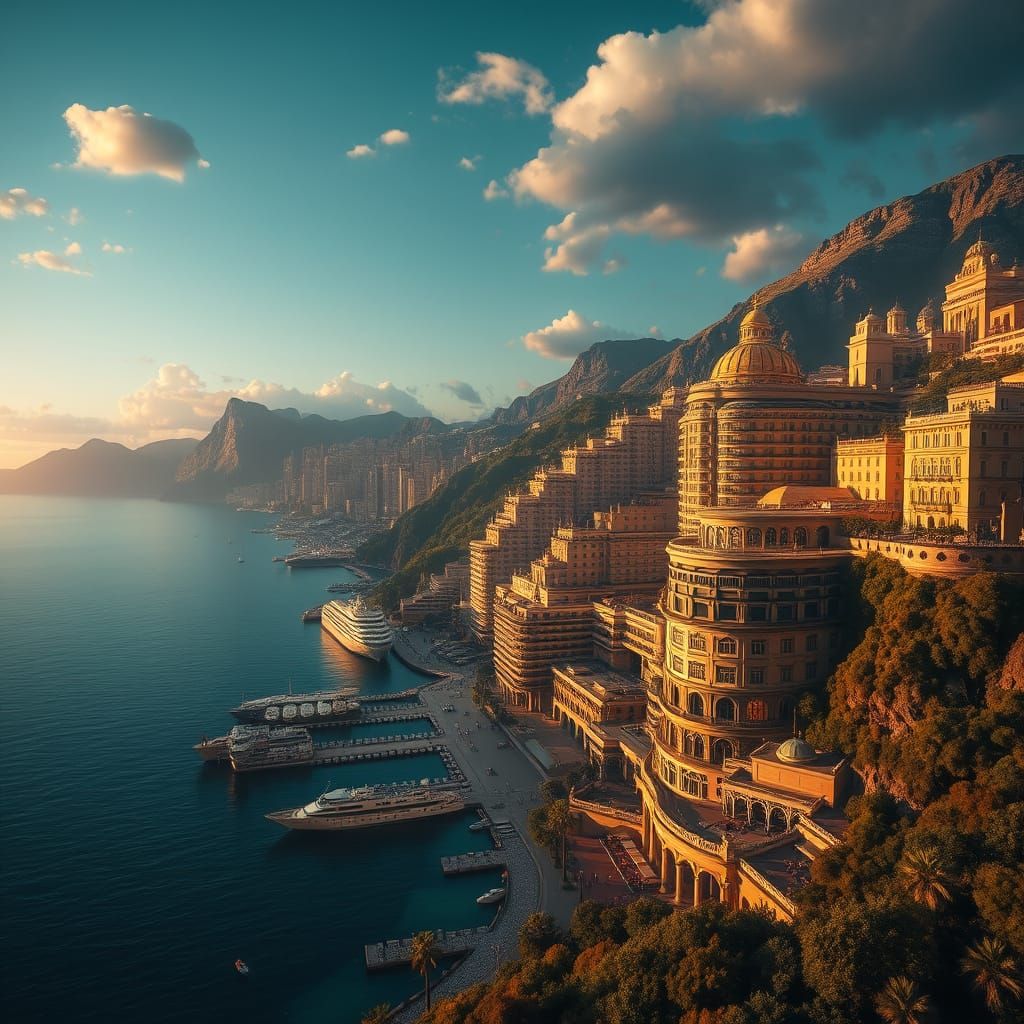 Monte Carlo Digital Matte Painting Golden Hour