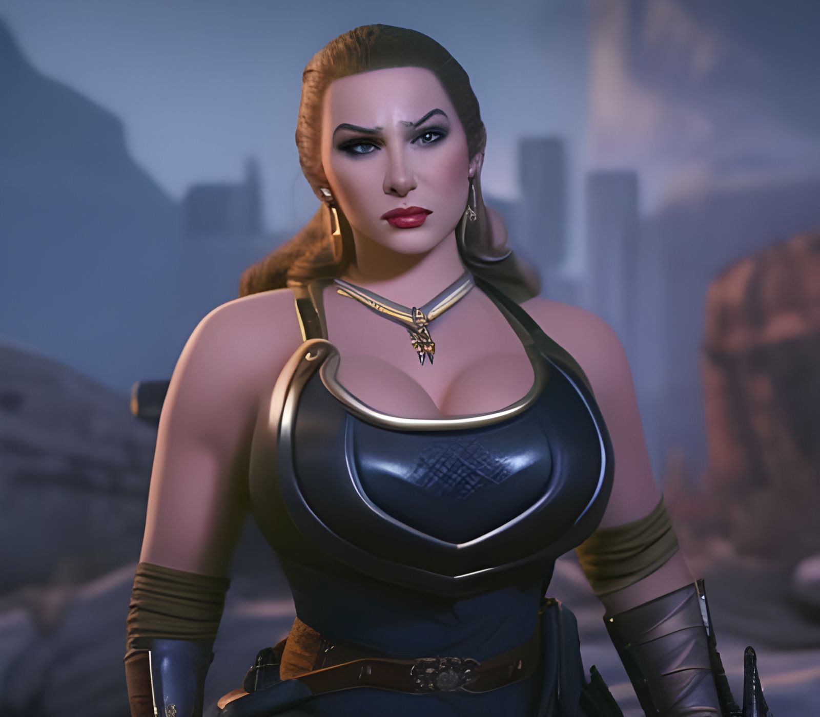 Renaissance Portrait: Enhanced Beauty in Sunset Lighting