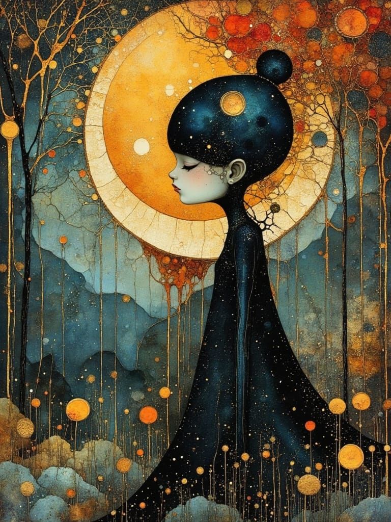 Gothic Girl in Dreamlike Landscape