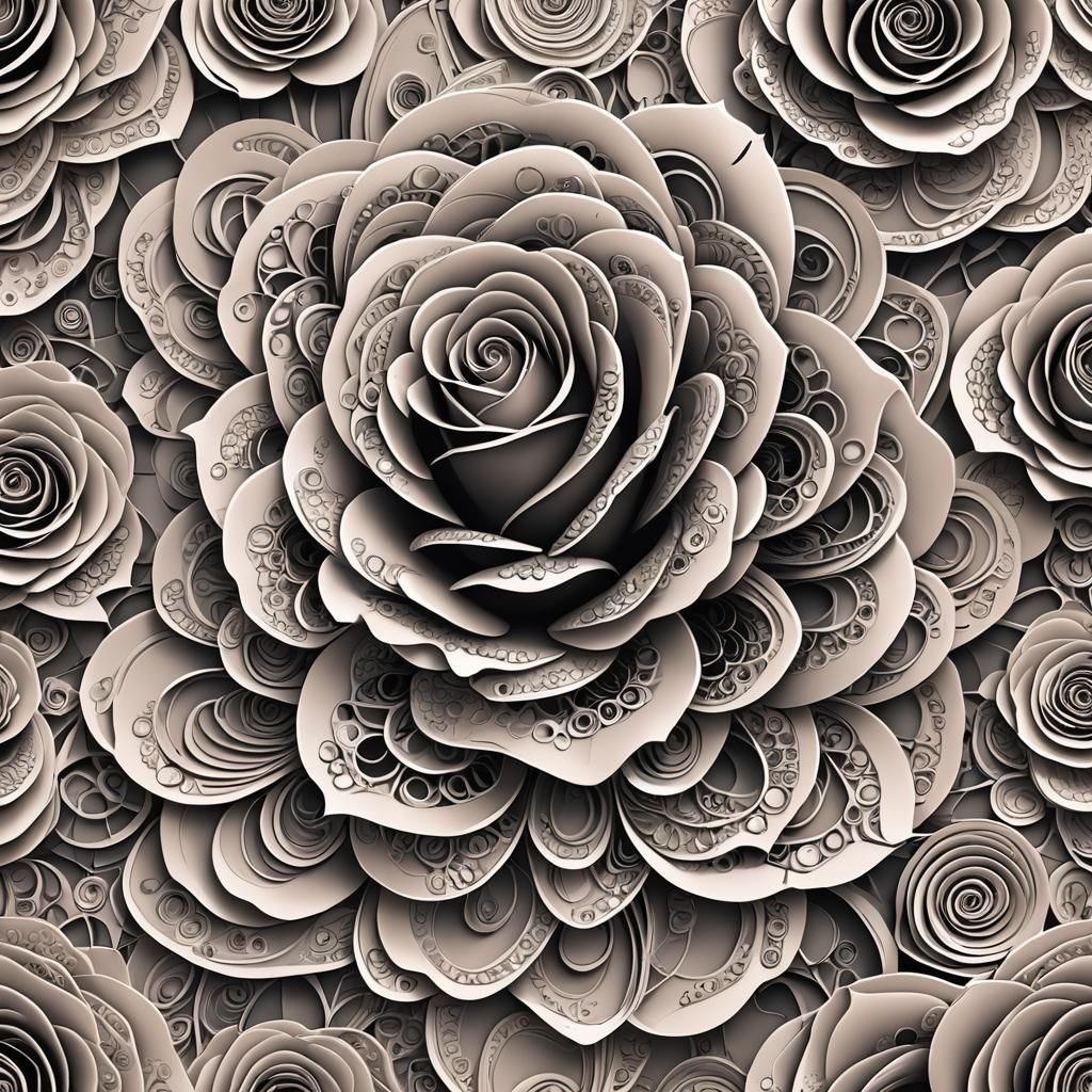 Roses Dress with Abstract Fractal Elements