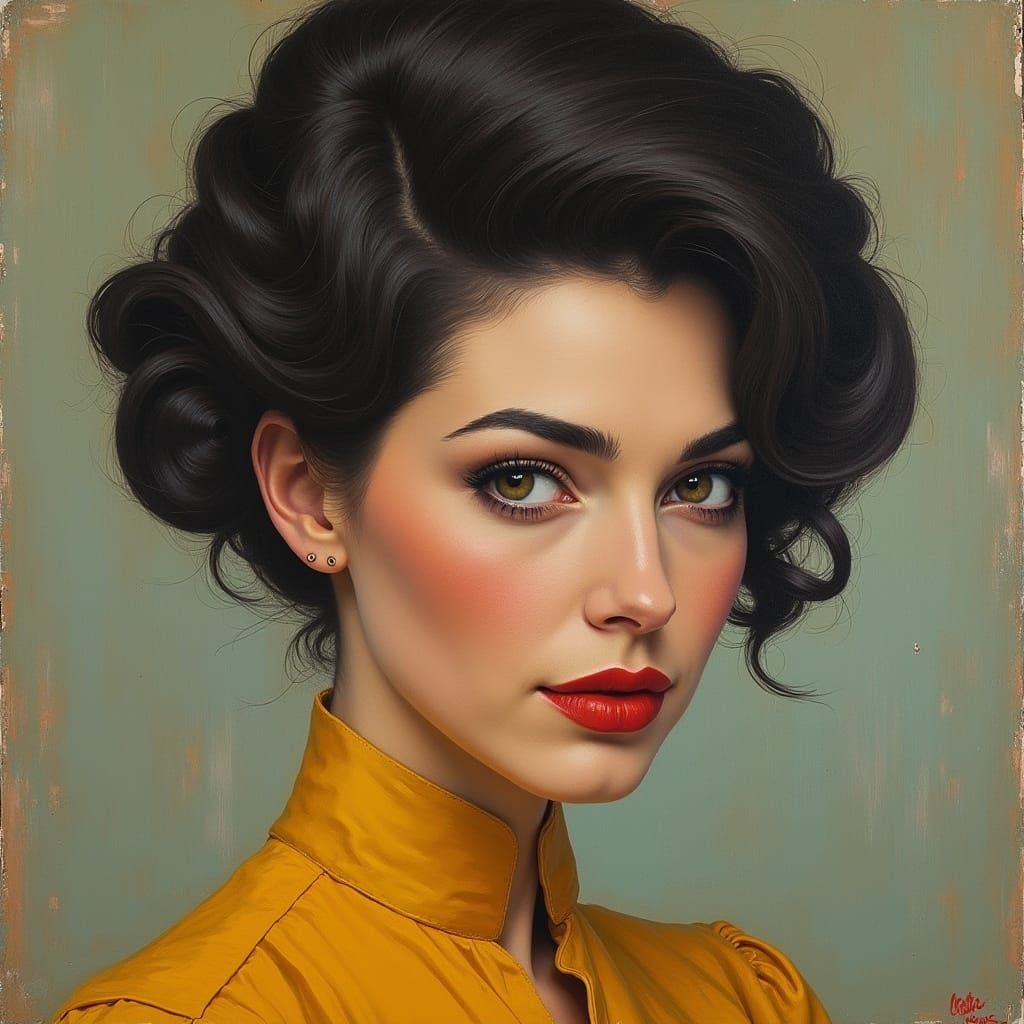 Elegant Woman in 1960s Italian Bouffant with Ultra-Realistic...