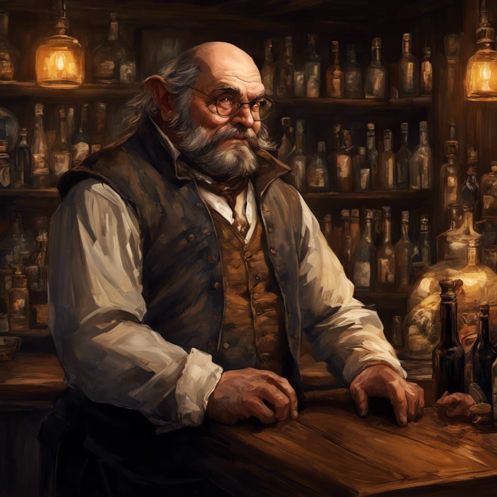 Cheerful Halfling Innkeeper Portrait in Hyperrealistic Style