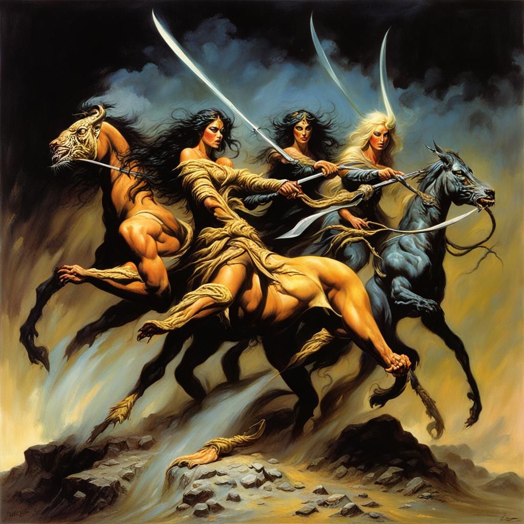 Three Furies in Fantasy Art Style